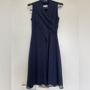 Reiss Alana Dress, US Size 0, Navy, Pleated Knee Length Dress